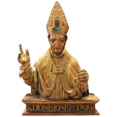 16th Century Polychrome Reliquary Bust of St. Dionysius the Areopagite