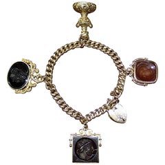 Georgian Gold Bracelet with Locket and Four Carnelian Intaglios