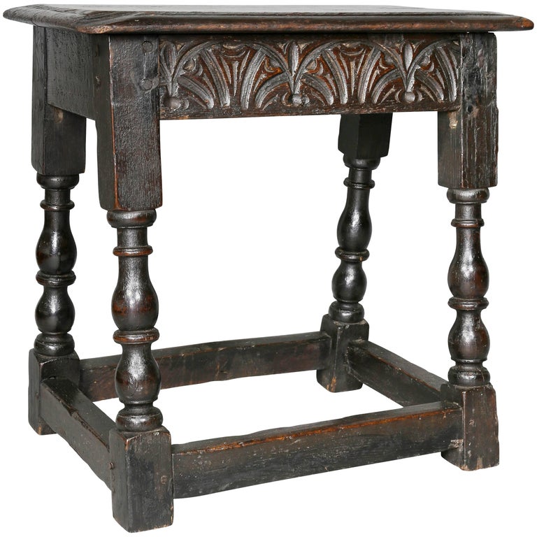 Jacobean Oak Joint Stool For Sale at 1stDibs