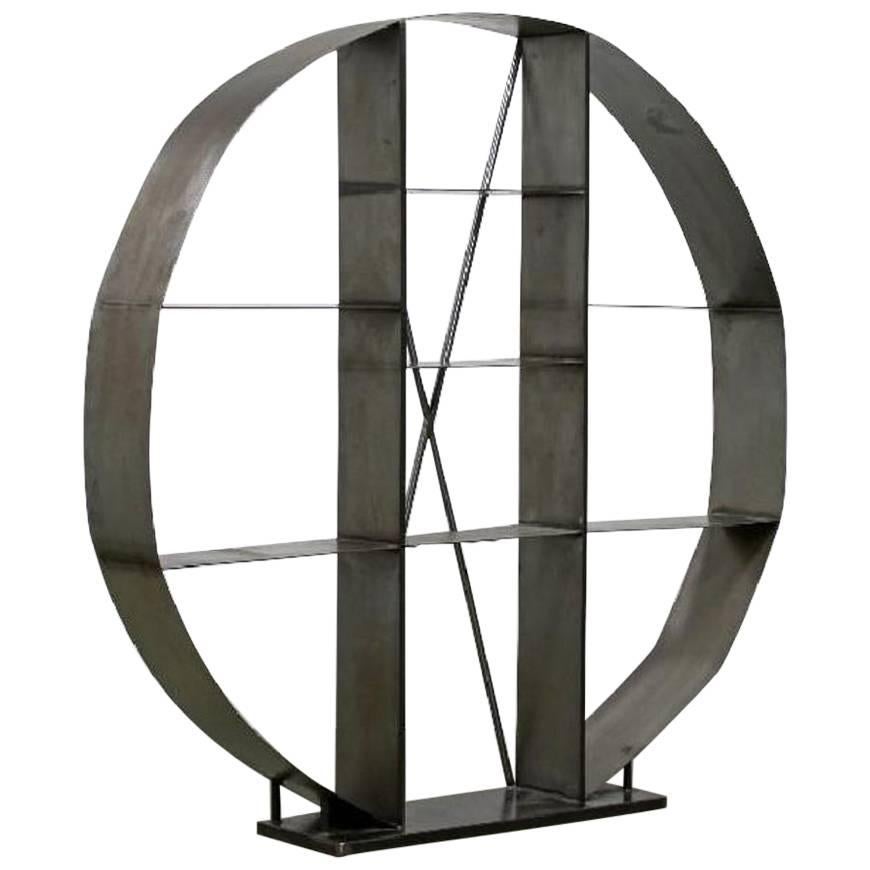 Industrial Steel Open Shelving Room Divider Round Store Display For Sale