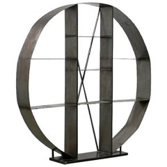 Industrial Steel Open Shelving Room Divider Round Store Display