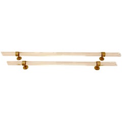 Pair of Brass-Mounted Lucite Rails