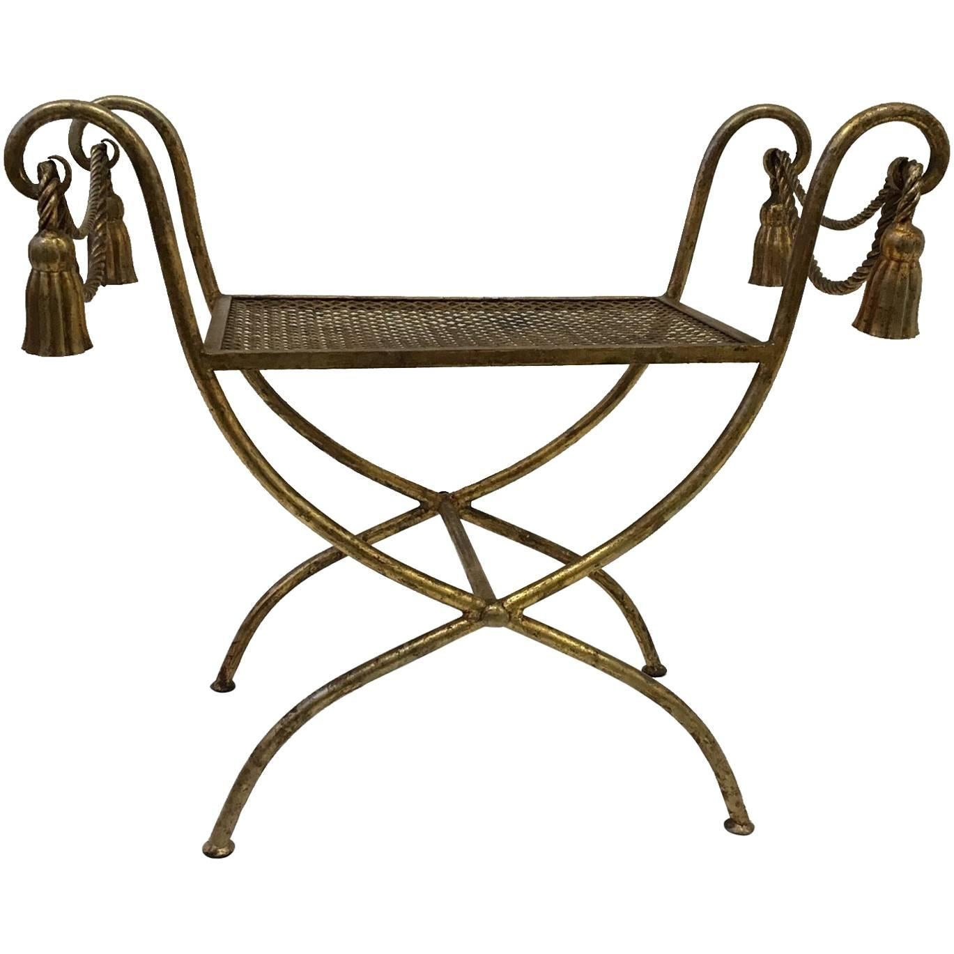 Italian Gilded Iron Vanity Stool