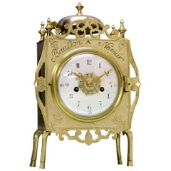 Antique 18th Century Brass Portable Table Clock