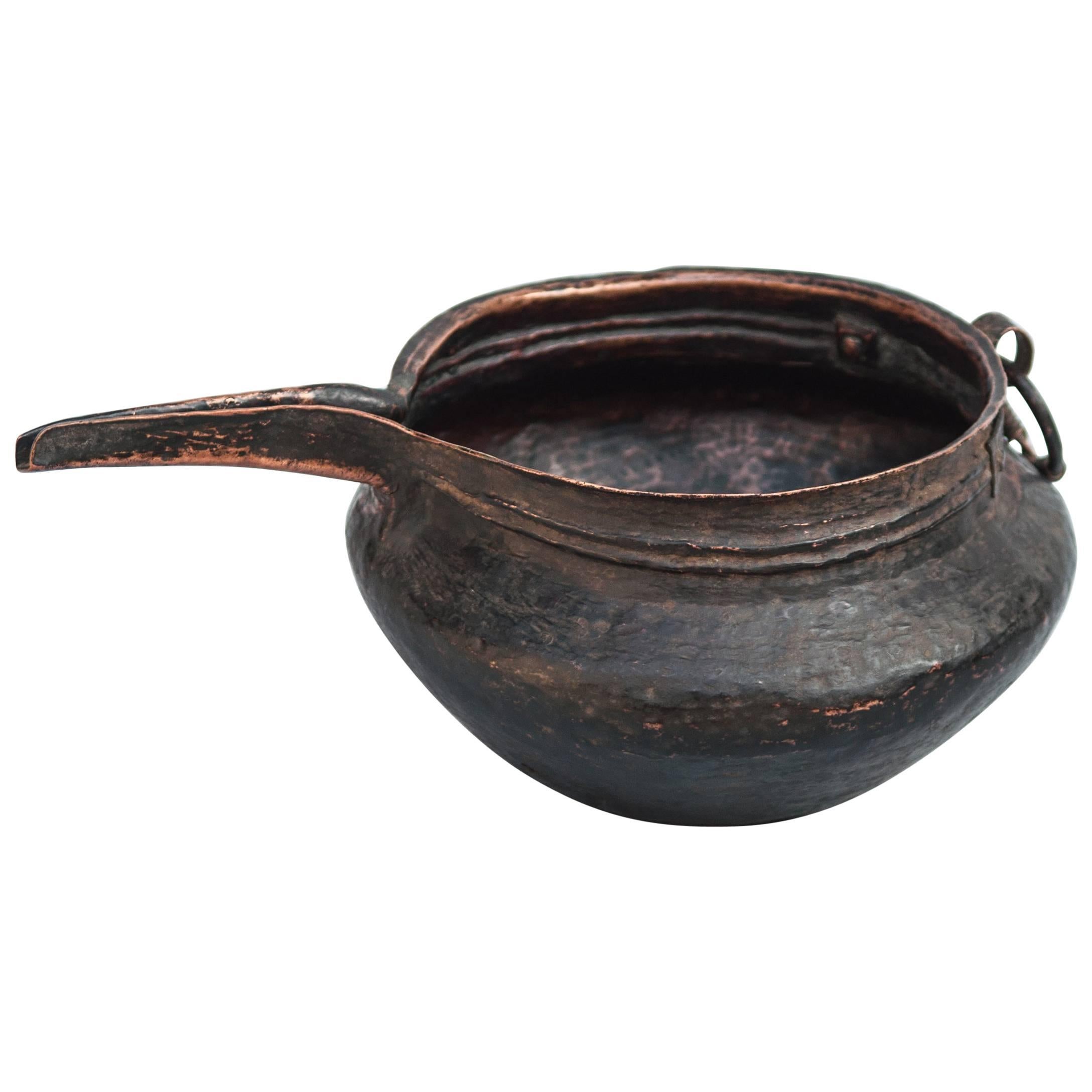 Copper Pot with Spout, Hand-Hammered, Tibet, Mid-20th Century