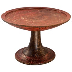 Wooden Offering Tray on Stand, Bali, Mid-Late 20th Century, Hand-Painted