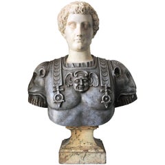 Lifesize Italian Marble Bust of a Roman Warrior, circa 1750