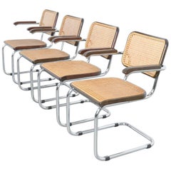 Ensemble de quatre chaises à manger Cesca B64 de Marcel Breuer pour Thonet