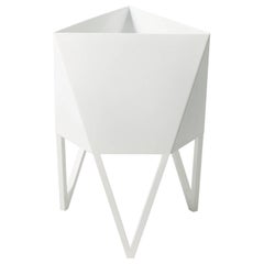 Deca Planter in Glossy White Steel, Small, by Force/Collide