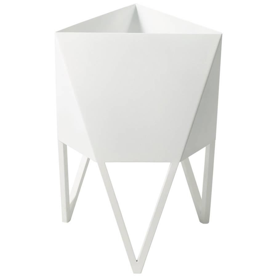 Deca Planter in Glossy White Steel, Medium, by Force/Collide