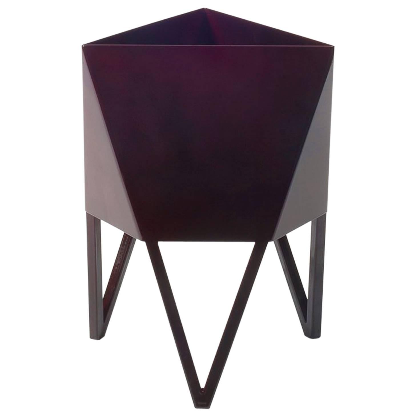 Deca Planter in Glossy Maroon Steel, Small, by Force/Collide