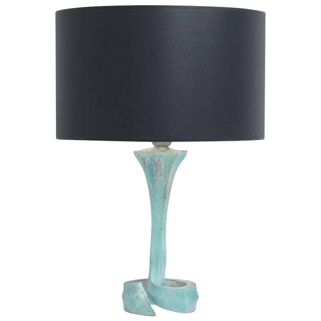 Elegant Oxidized Copper Table Lamp For Sale