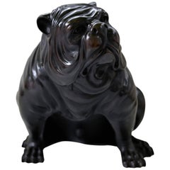 Vintage Real Size English Bulldog Bronze Sculpture, 1970s