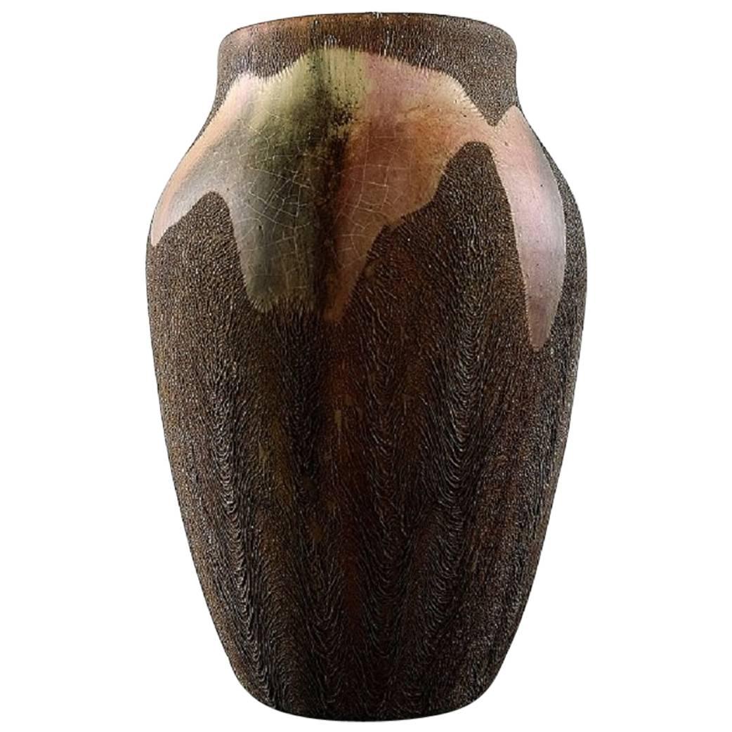 Søren Kongstrand & Jens Petersen Style, Ceramic Vase, Glaze in Brown Shades For Sale