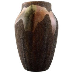 Antique Søren Kongstrand & Jens Petersen Style, Ceramic Vase, Glaze in Brown Shades