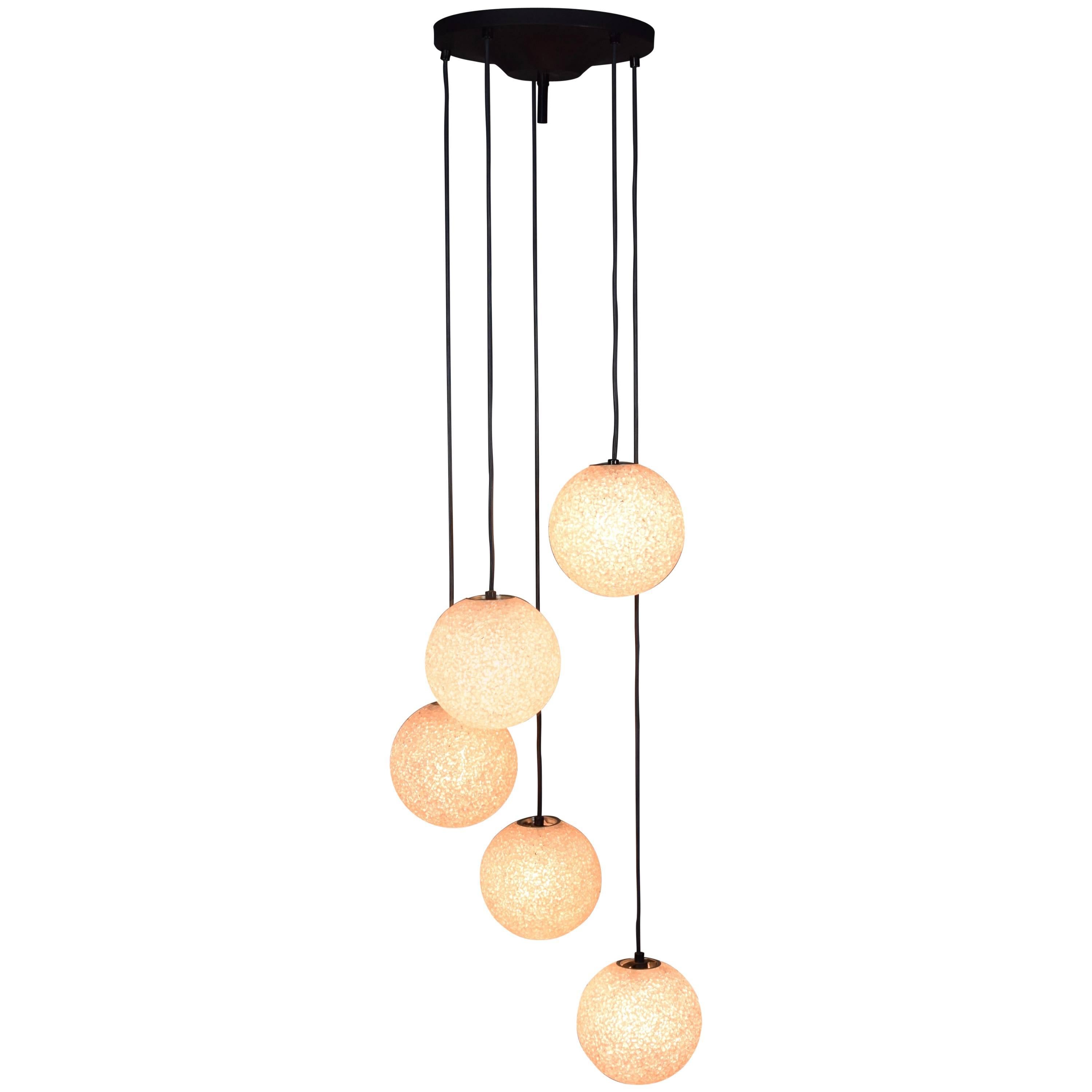Gorgeous Five-Globe Chandelier, 1950s For Sale