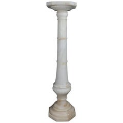 Antique Italian Classical Carved Alabaster Sculpture Pedestal, 19th Century