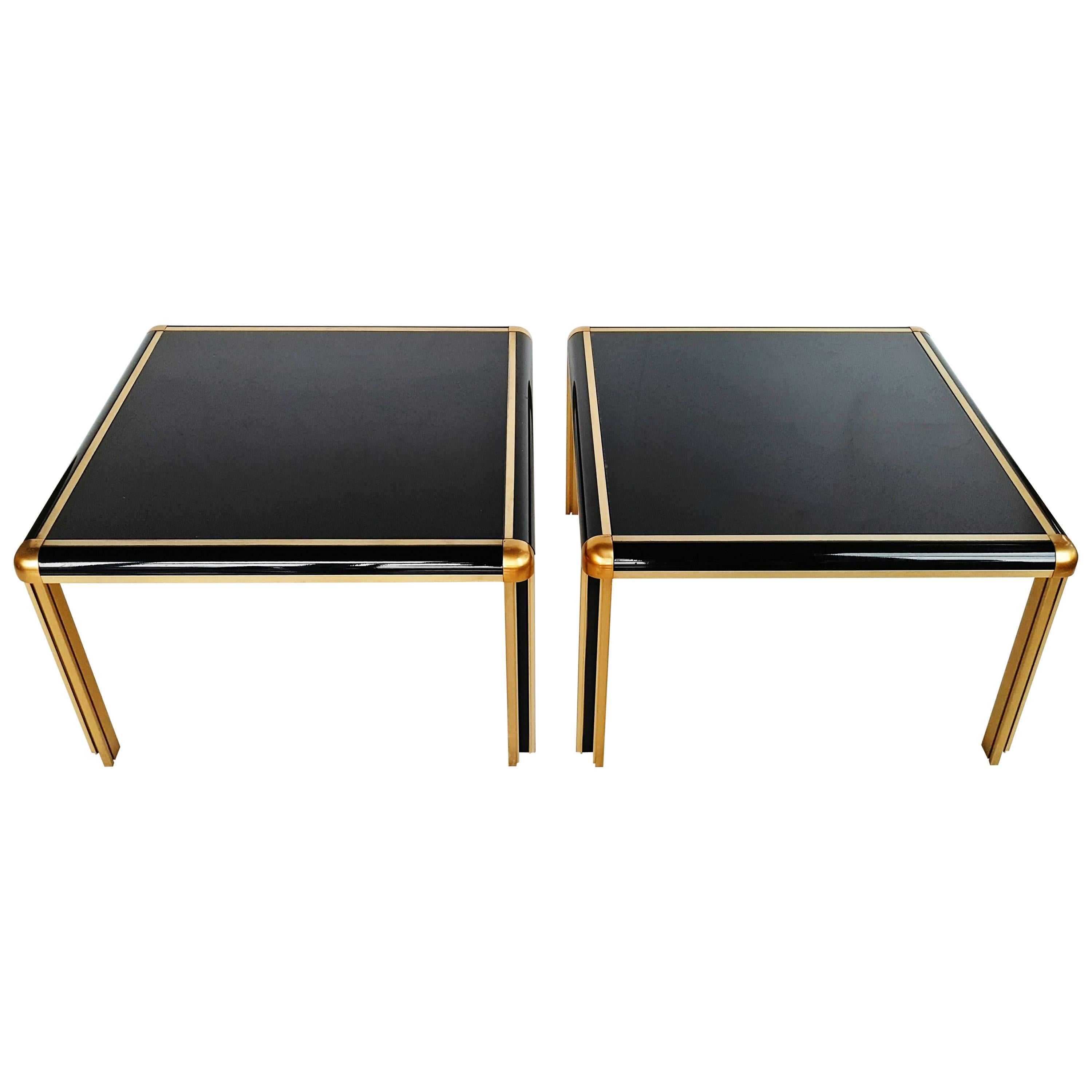 Pair of 1970s Brass and Glass End Tables