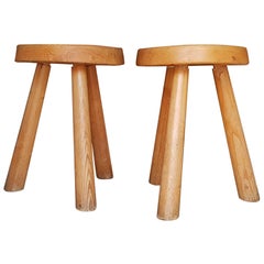 Used Pair of Charlotte Perriand Stool from 1966 in Bois D'Arolle