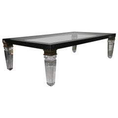 Polycarbonate Table Coffee, Brass 1970s Maison Jansen Attributed Faux Marble 