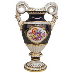 Meissen Snake Handles Vase Painted Designed by Leuteritz, circa 1924-1934