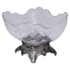 Austrian Art Nouveau Crystal Compote Centerpiece, Biscuit/Cookie Bowl circa 1905