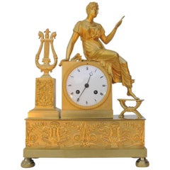French Charles X Gilded Bronze Mantel Clock