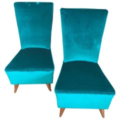Vintage Pair of French 1940s Slipper Chairs