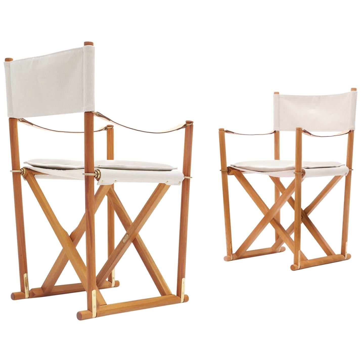Mogens Koch Pair of Mk-16 Folding Safari Chairs by Rud Rasmussen Denmark
