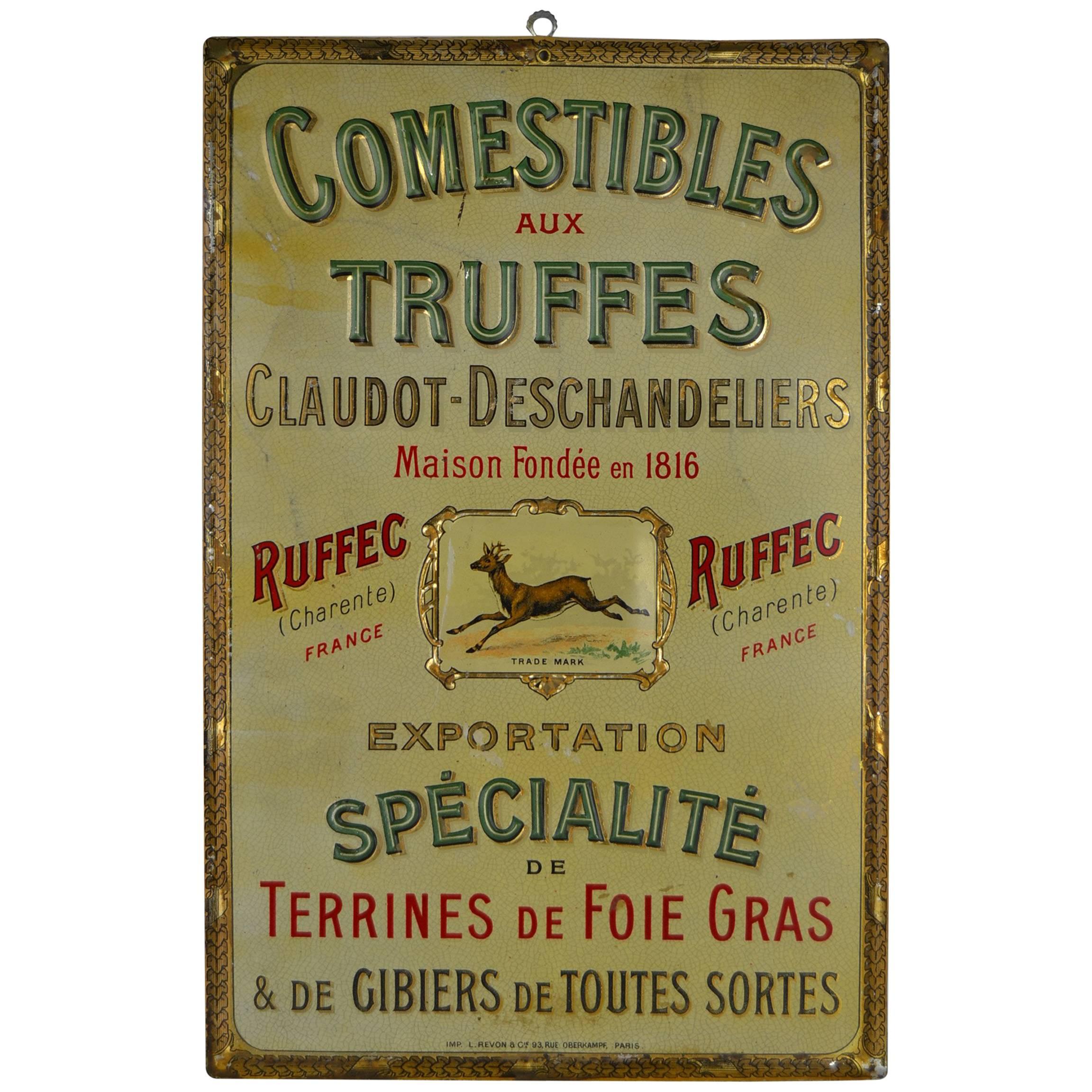 Early 20th Century French Advertising Sign Delicacy Shop Paris
