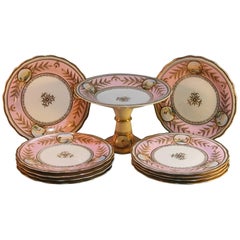 Antique English Scenic Porcelain Dessert Service, Mid-19th Century