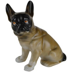 Art Deco Black - Masked French Bulldog Humidor, Porcelain, 1930s, Germany