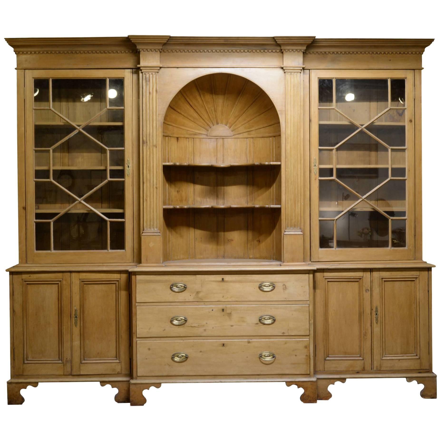 Pine Breakfront Bookcase