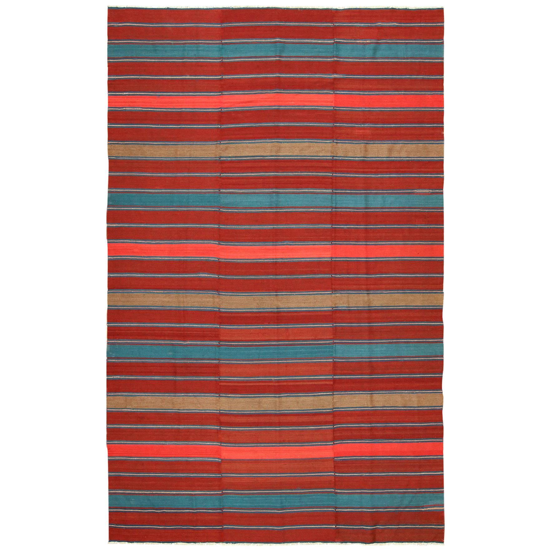 Antique Flat-Woven Shahsavan Caucasian Kilim Rug