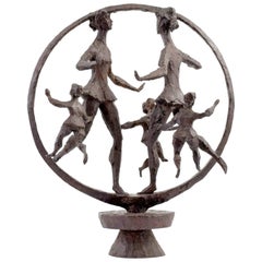 Chaim Gross Monumental Bronze Sculpture Titled Happy Children, 1968