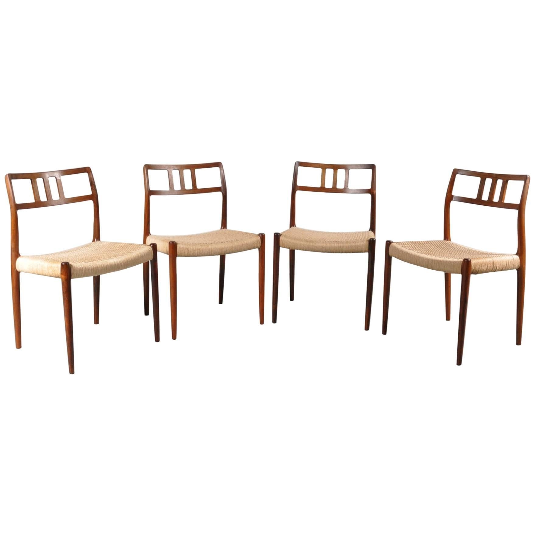 Set of Four Model 79 Dining Chairs by Møller, Denmark, circa 1960