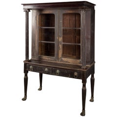 19th Century Ebonized Bookcase with Fluted Columns and Bronze Paw Feet
