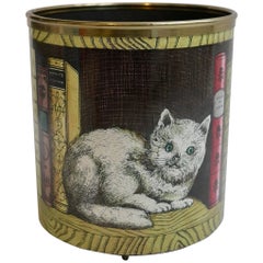 Piero Fornasetti "Libri" Cat and Mouse Trash Can, Italy 1955