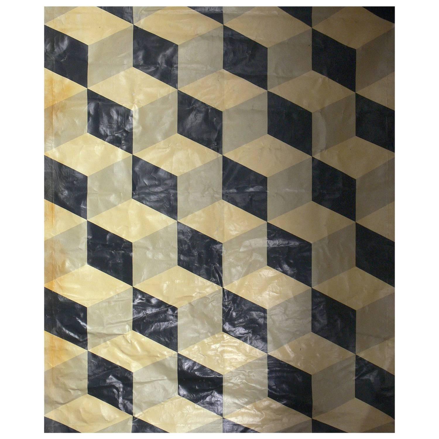 Large-Scale Geometric Painted Floor Canvas
