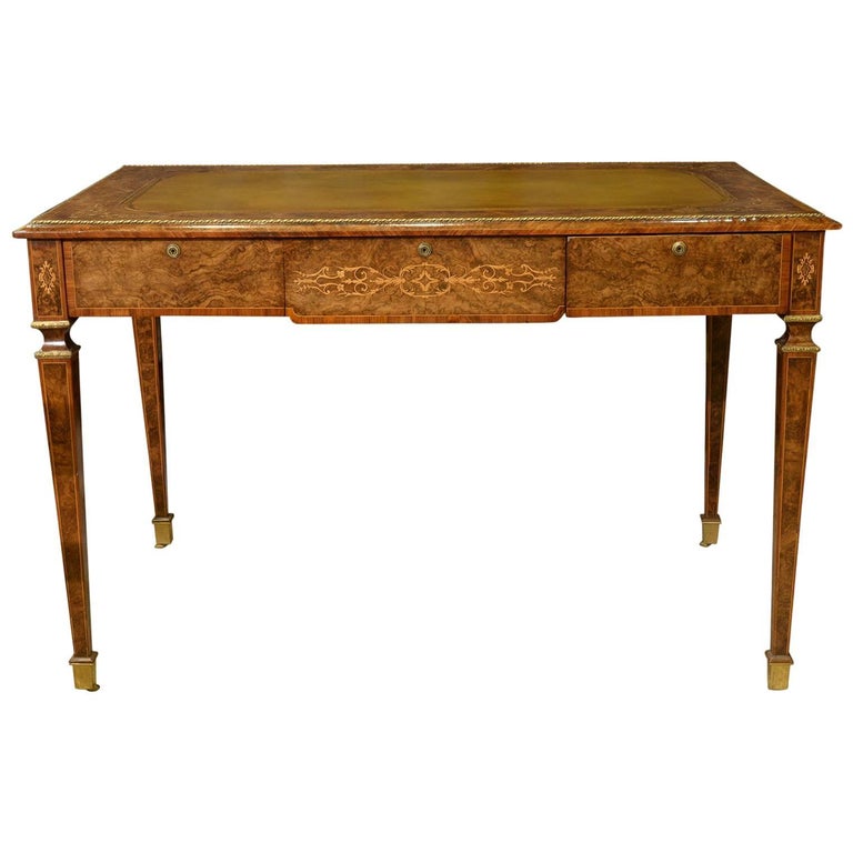 English Burr Walnut Writing Table For Sale at 1stDibs