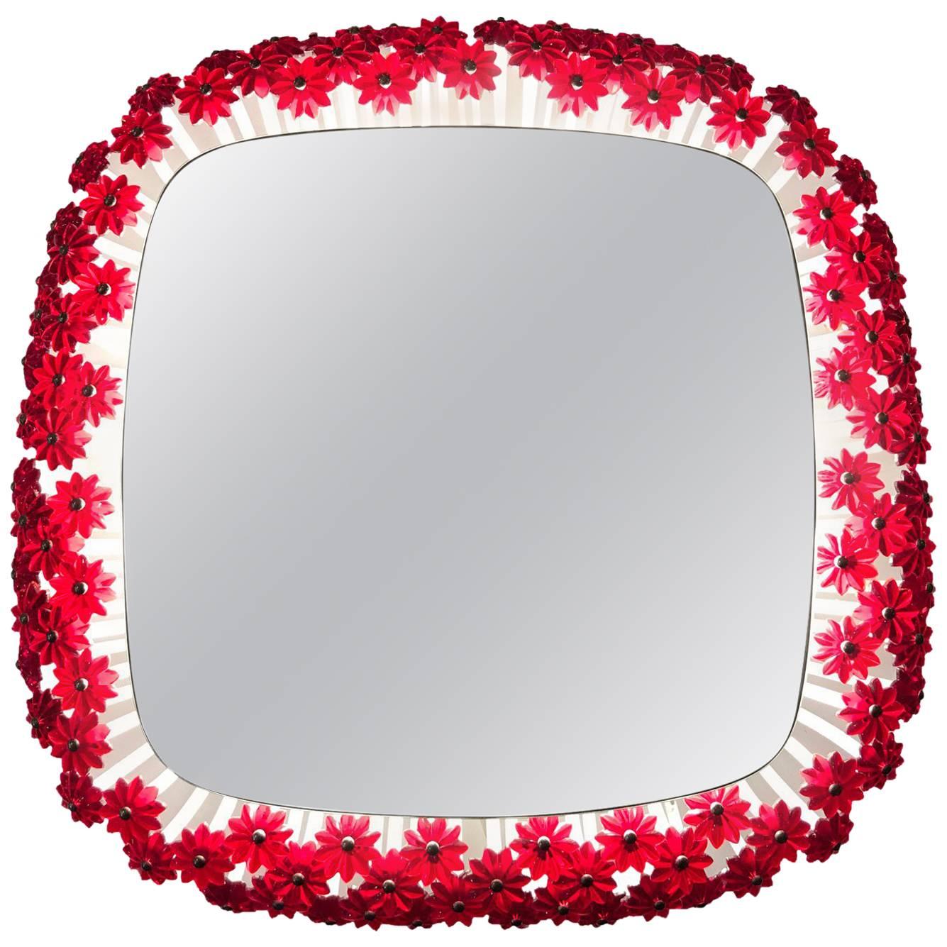 Emil Stejnar Back Lit Red Flower Mirror