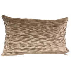 Cushion with Pleated Front Panel in Wave Pattern Horizontal on Velvet