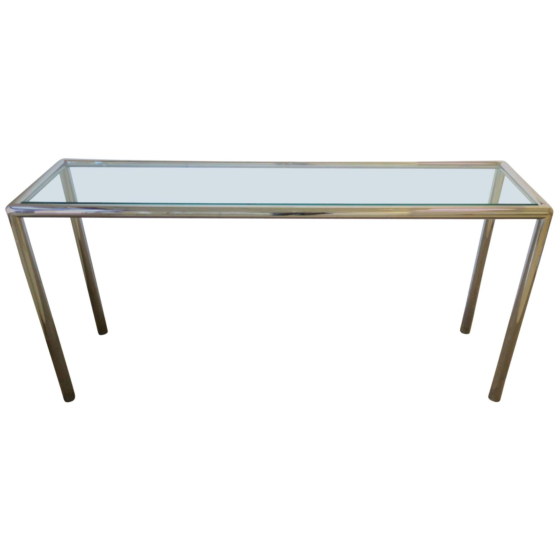 Modern Chrome and Glass Console Table