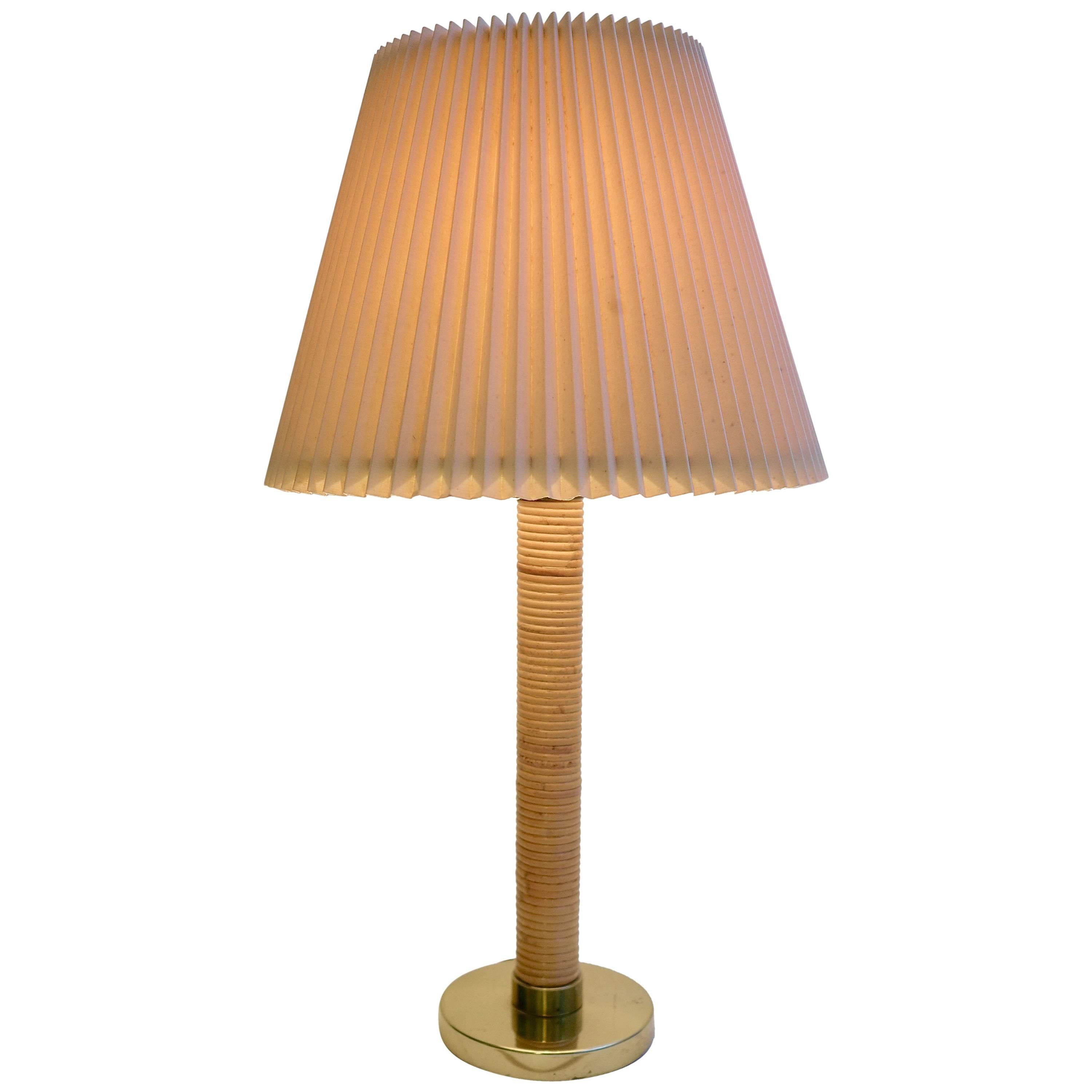 Large Austrian Bamboo and Brass Table Lamp For Sale