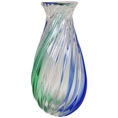 Blue and Green Italian Murano Glass Vase by Archimede Seguso
