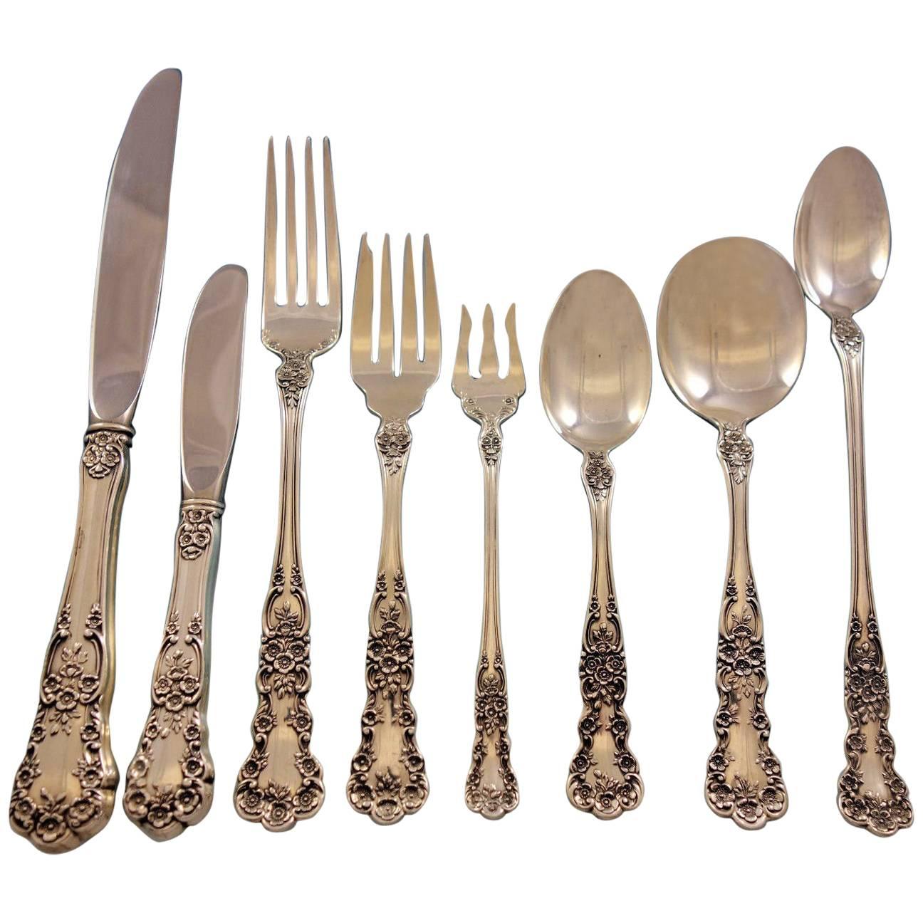 Butterkrug von Gorham Sterling Silber 12 Service Besteck Set Platz Größe 113 Teile