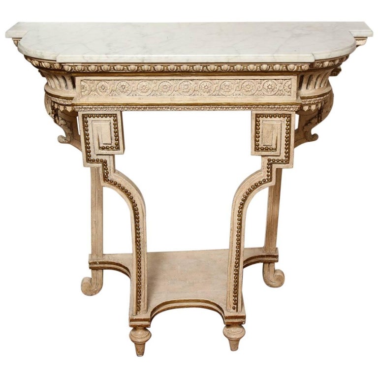 White Painted and Parcel Gilt Neo-Grec Wall Console For Sale
