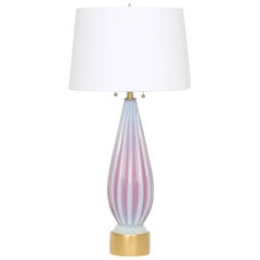 Barovier Murano Glass Table Lamp in Opaline and Pink