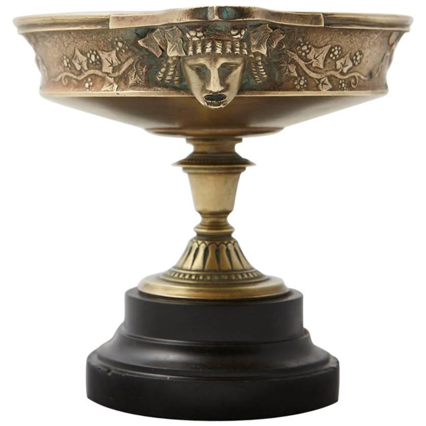 19th Century Aesthetic Movement Brass Bowl on Marble Base