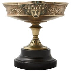 19th Century Aesthetic Movement Brass Bowl on Marble Base